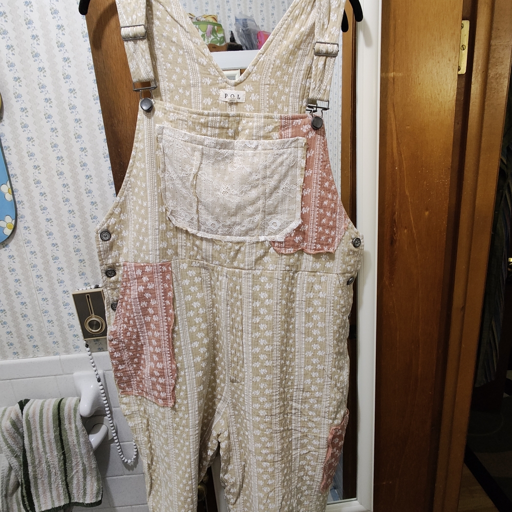 POL Cream and Pink Patterned Jumpsuit